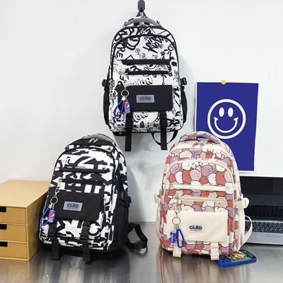 Ins Student Backpack Women's Japanese College Style School Bag Personality Graffiti Funny Korean Version Versatile Casual Backpack