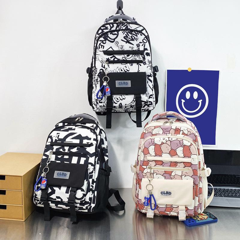Student Backpack Women's College School Bag Personalized Graffiti Funny Versatile Casual Backpack