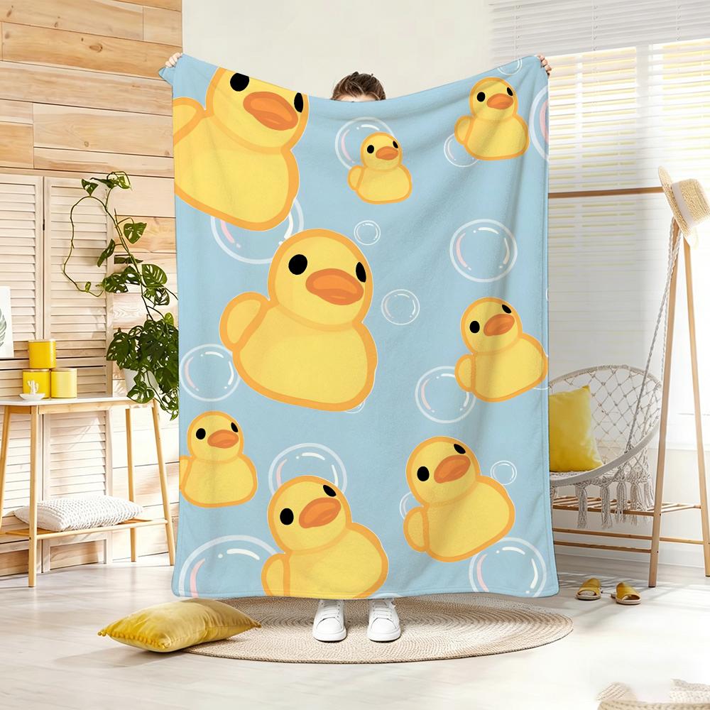 Cute Cartoon Ducks Throw Lightweight 240G Flannel Blanket Soft Skin-Friendly For Summer Cooling