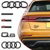 315mm 230mm ABS Car Hood Front Bonnet Grill Rear Trunk Emblem For B S Line Q8 2018-2024 4 Ring Logo Badge Sticker Accessories