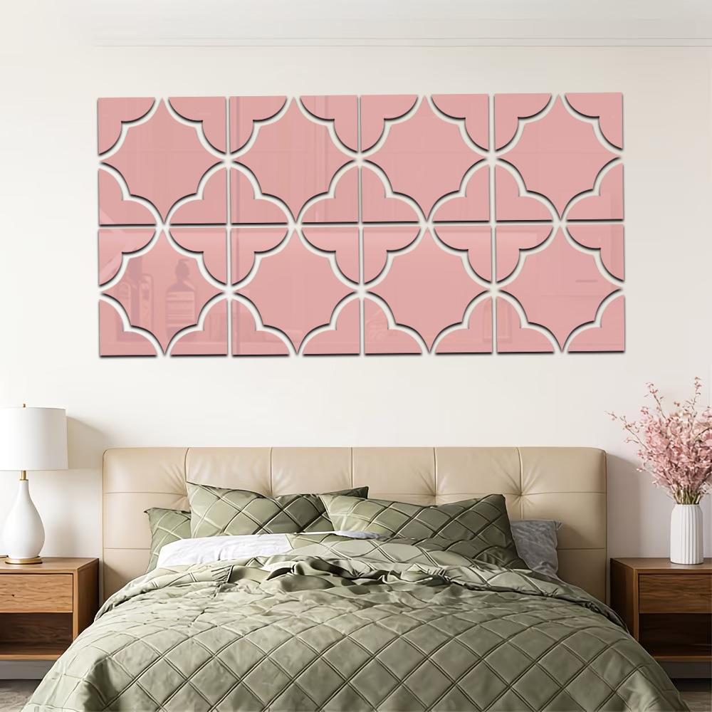 Quatrefoil Acrylic Mirror Wall Stickers Self Adhesive 3D Mirror Decals DIY Living Room Entrance Bathroom Home Decor Mirror Tiles