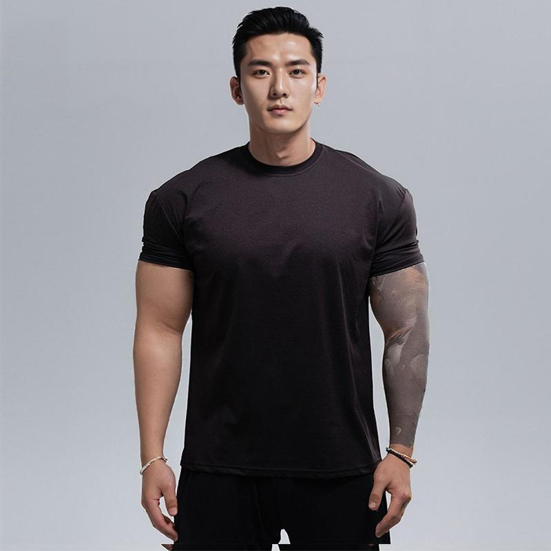 

Men Solid Mock Neck T Shirt Slim Fit Short Sleeve Stretch Workout Top For Gym And Casual Wear M