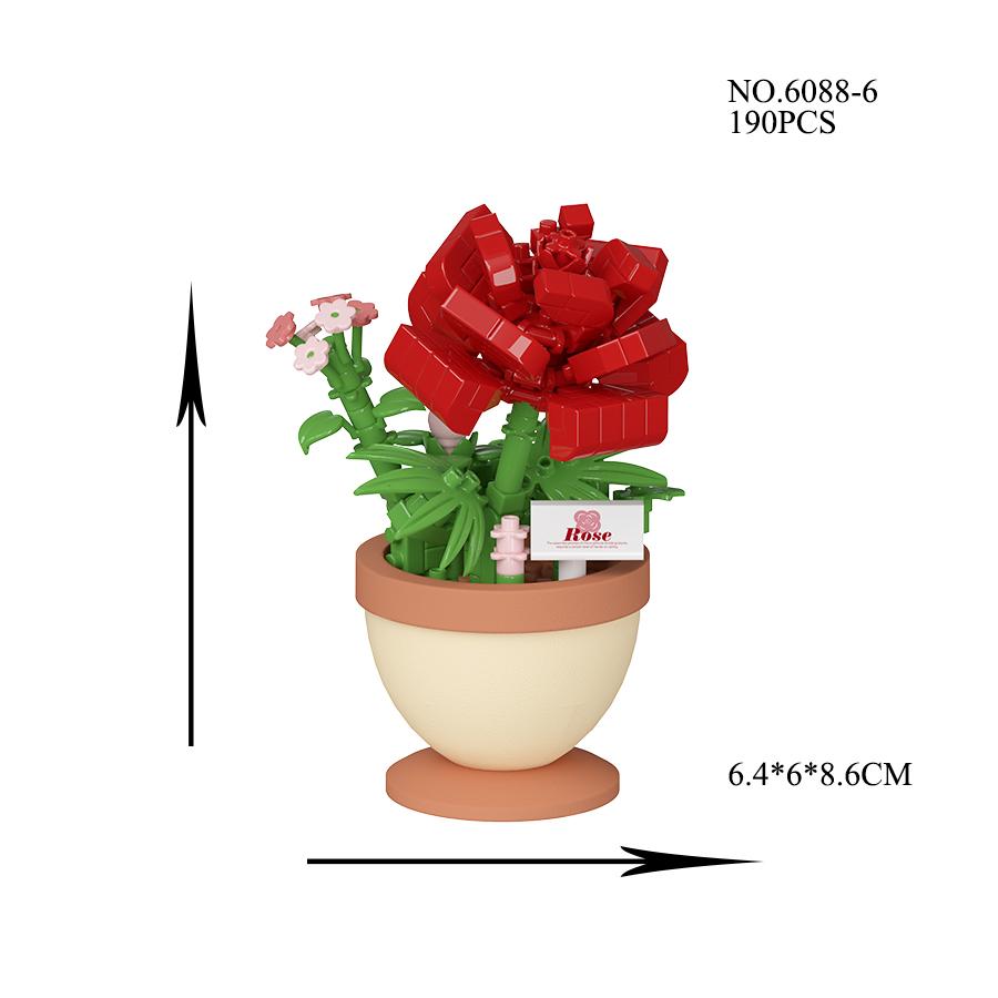 Mini Potted Plant Plastic Flowers Mini Building Blocks Educational Model Toy for Home Garden Decorations Mother's Day Gift
