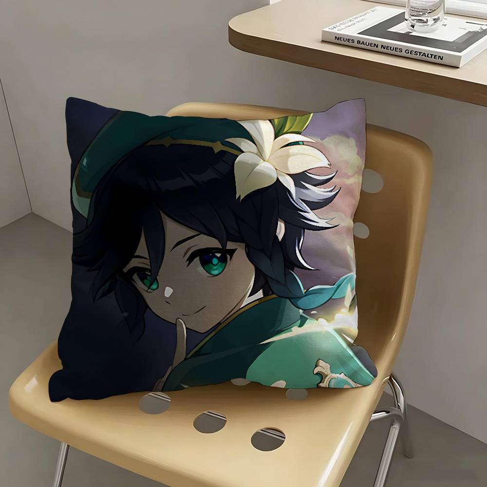 1pc Anime Genshin Impact V-enti Pillow Case Fashion Square Pillowcase Bedroom Sofa Room Ins Decoration Leisure