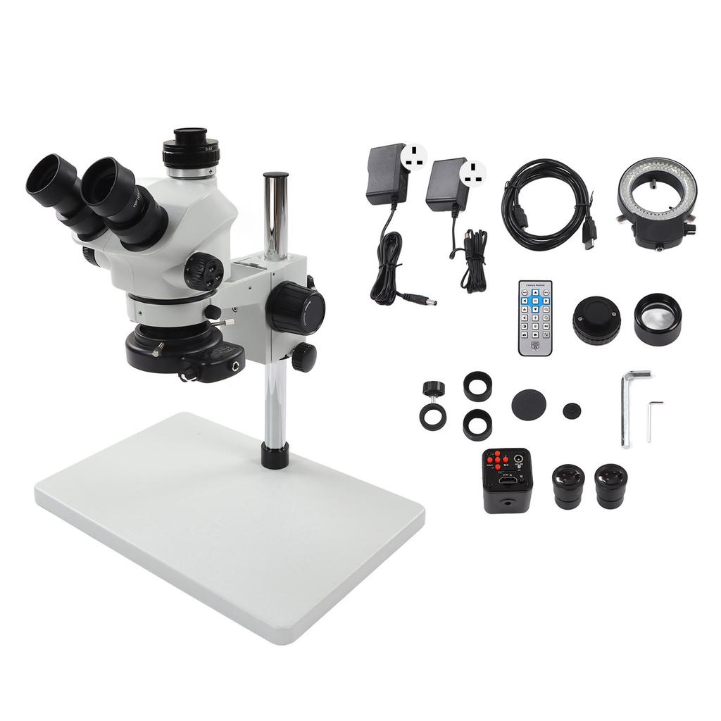 Trinocular Microscope 24MP 1080P 3.5X To 50X Continuous Zoom Stereo Trinocular Microscope with LED Lamp 100‑240V UK Plug