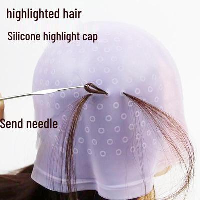 Unisex Silicone Highlighting Cap with Needle - Stretchable & Durable for Hair Dye