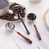 Measuring Spoon with Wood Handle, Stainless Steel Baking Scoop, Coffee Bean Milk Powder Teaspoon for Sugar Spice, Kitchen Gadget
