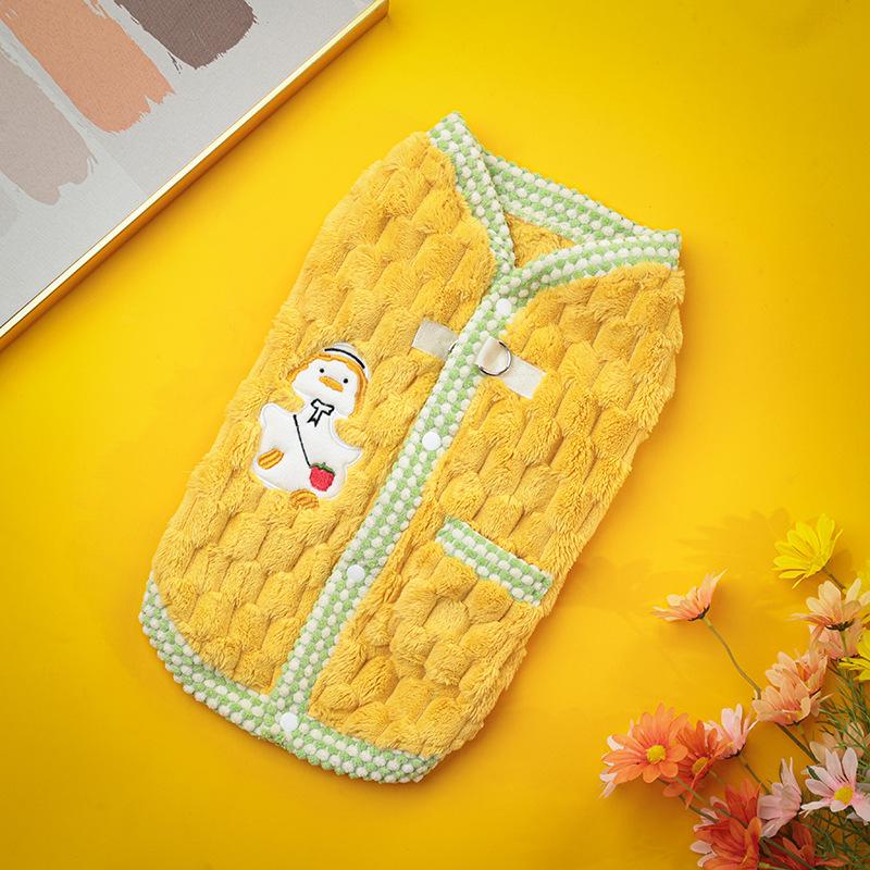 

Pet Dogs Clothing Plush Hoodie Cute Cartoon Vest Dog Cat Warm Vest Teddy Bear Drawable Design for Autumn Winter Everyday Wear XS жёлтый