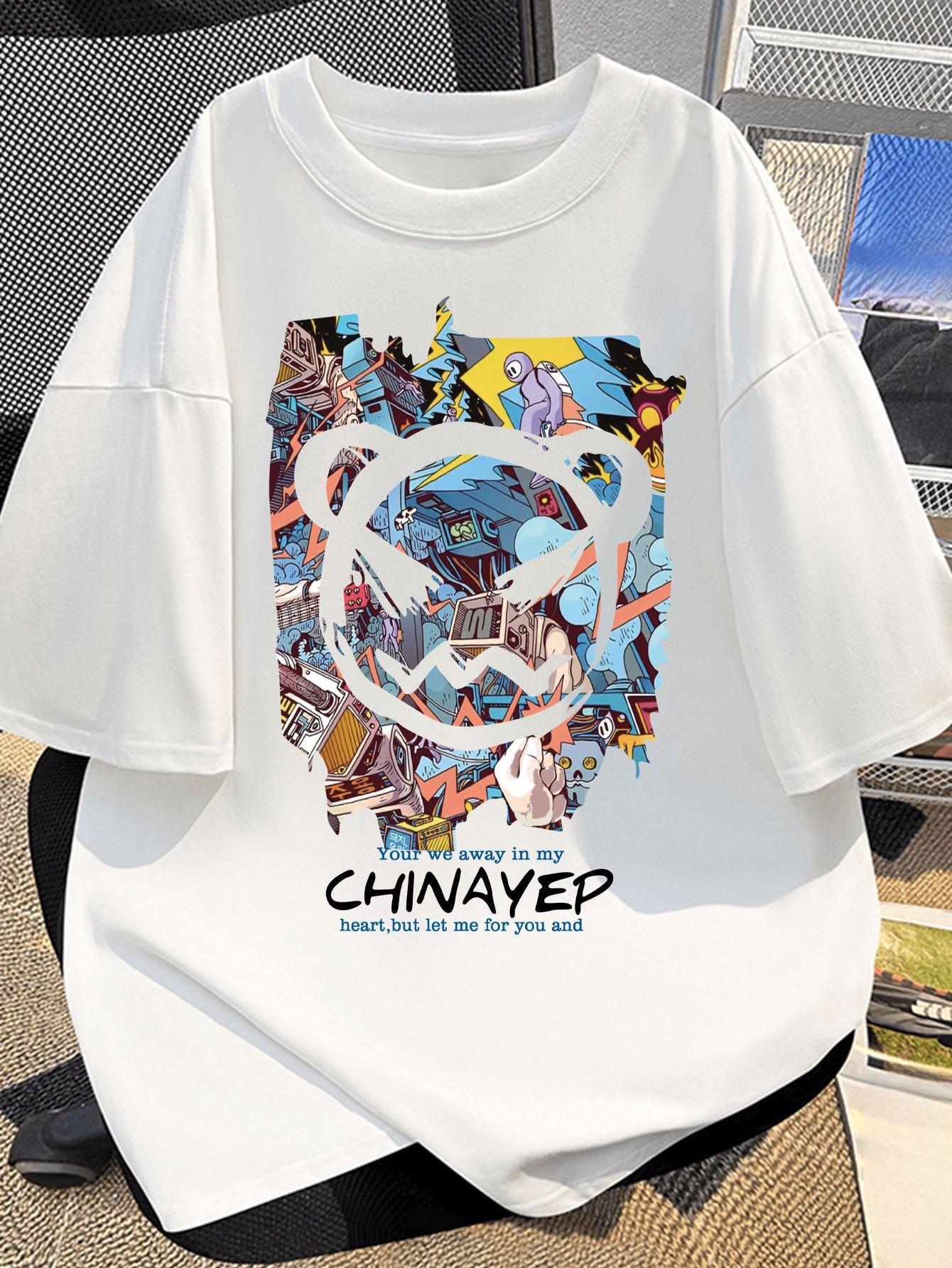 

Summer New Mens 100 Cotton Tshirt in Trendy Street Graffiti Style Soft and Comfortable Fabric Suitable for Casual Wear At Home 4XL