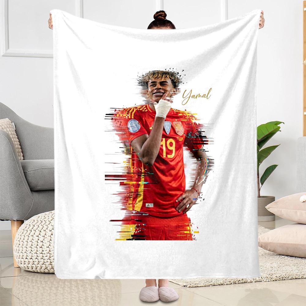 Lamine Yamal's Zukunfts-Fußball-Decke Ultra-Weich Toll für Bett Bürostuhl Büro für Alle Jahreszeiten Verspieltes Design Geburtstag Weihnachtsgeschenk Decke