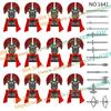 N501U-504U Medieval Castle Knight Building Blocks Figures Four Side UV Printing King Warhorse Weapons Accessories Toys Kid Gifts