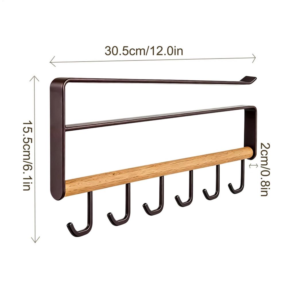 Kaffeebecherhaken unter dem Schrank Bohrenfrei Unter dem Regal 6 Haken Schöpflöffel Organizer Aufhänger Für Zuhause Küche Restaurant Café Kleiderschrank