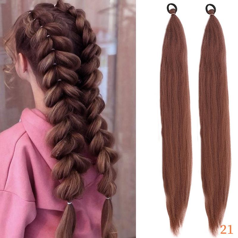 Colorful Elastic Hair Ties Braid Ponytail Hair Extensions for Women