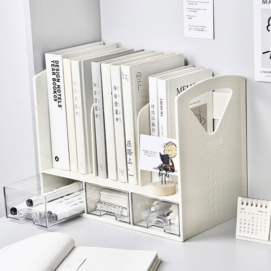Office Desktop Organizers and Accessories Desk Book Stand with 3 Sliding Drawer for Office Supplies