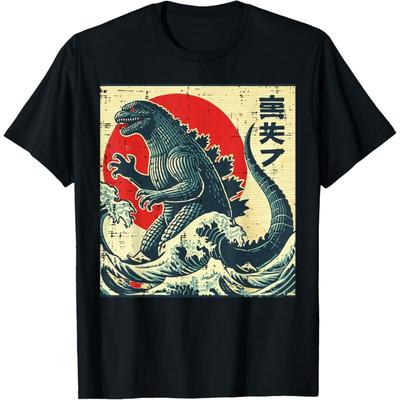 BaruToW Japoński Potwór Kaiju Fale Retro Sztuka Ukiyo Koszulka Damska Męska Dziecięca