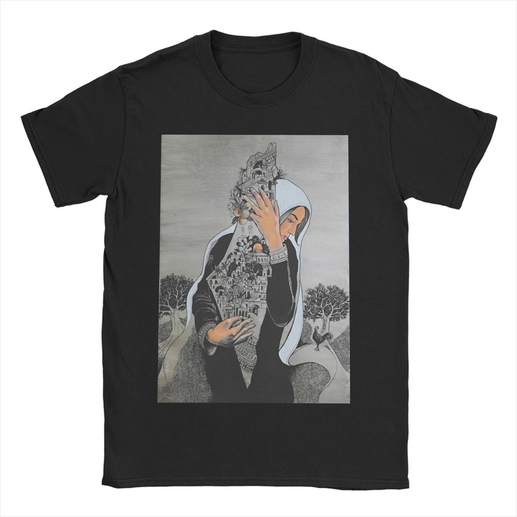 Palestined Woman Keffiye T Shirt Beach Fashion T Shirts Men Pure Cotton O Neck Oversize Tees Short Sleeve Y2K Basic Tshirt
