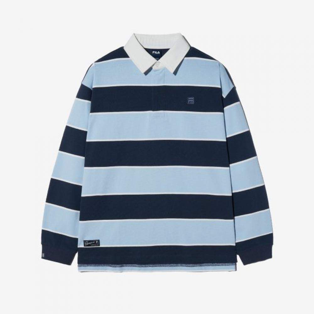 Fila Striped Long Sleeve Rugby Tee DARKNAVY/110