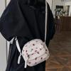 Cute Strawberry Trendy Crossbody Bag Corduroy Messenger Bag Casual Zipper Tote Handbag for Women Travel Work