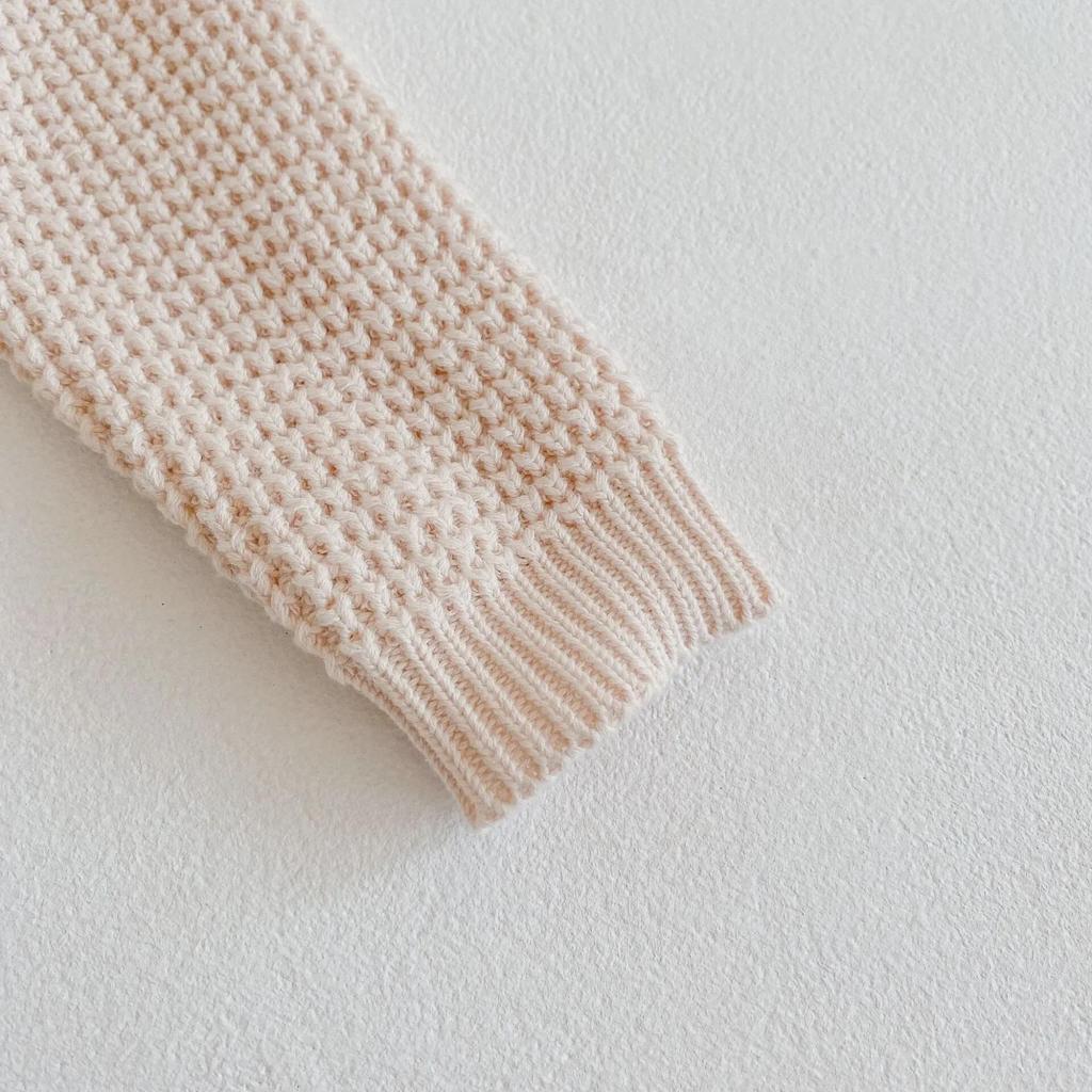 Spring & Autumn Baby Girls' Knitted Solid Color Jacket - Long Sleeve, Sweet Net Design