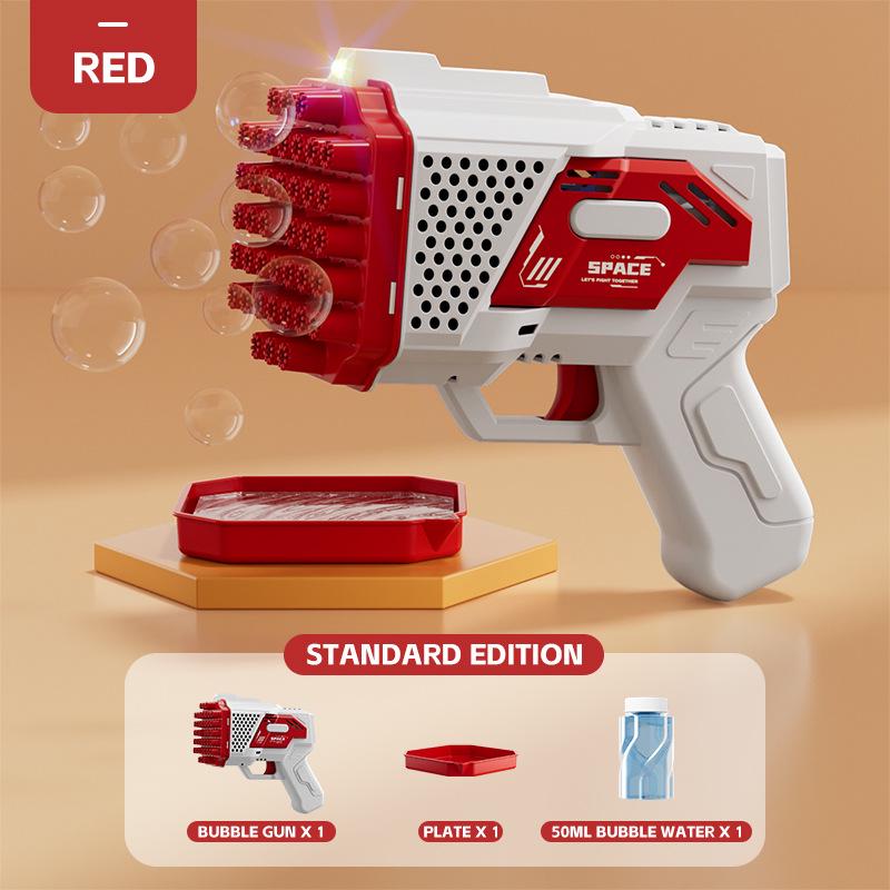Cross 29-Hole Airplane Bubble Machine Kids' Toy - Multi-Hole Gatling Bubble Gun with Lights