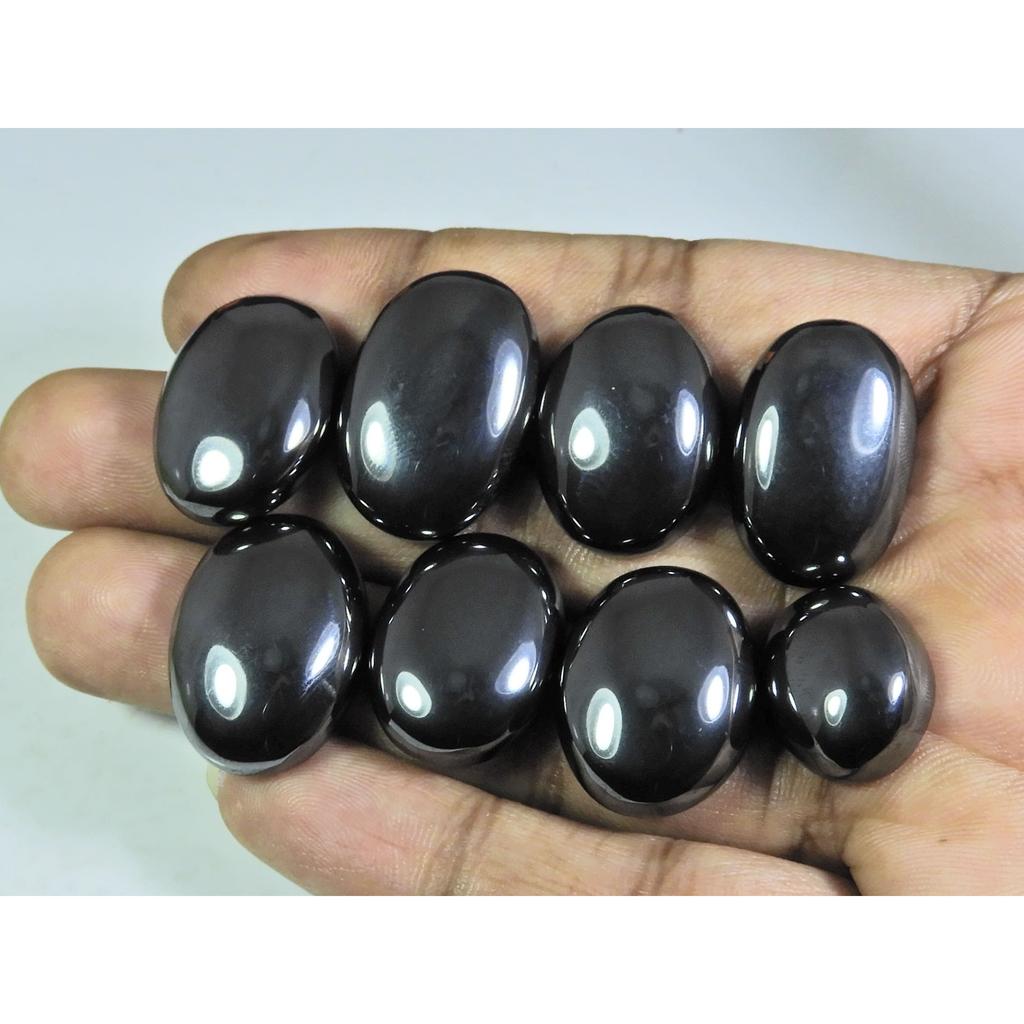 353Cts. Natural Hematite Oval Cabochon Loose Gemstone 8Pcs Lot 14X18-17X25MM A-311