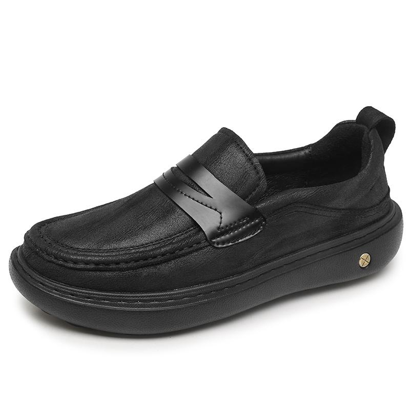 

Classic Genuine Leather Loafers Mens Comfortable Casual Shoes Breathable Male Driving Footwear Moccasin Travel Men Slip on Flats 46 чорний