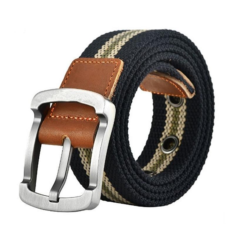 Unisex Design Casual Versatile Canvas Material Waist Belt Metal Needle Buckle Woven Pants Waist Belt Youth Student Jeans Belt