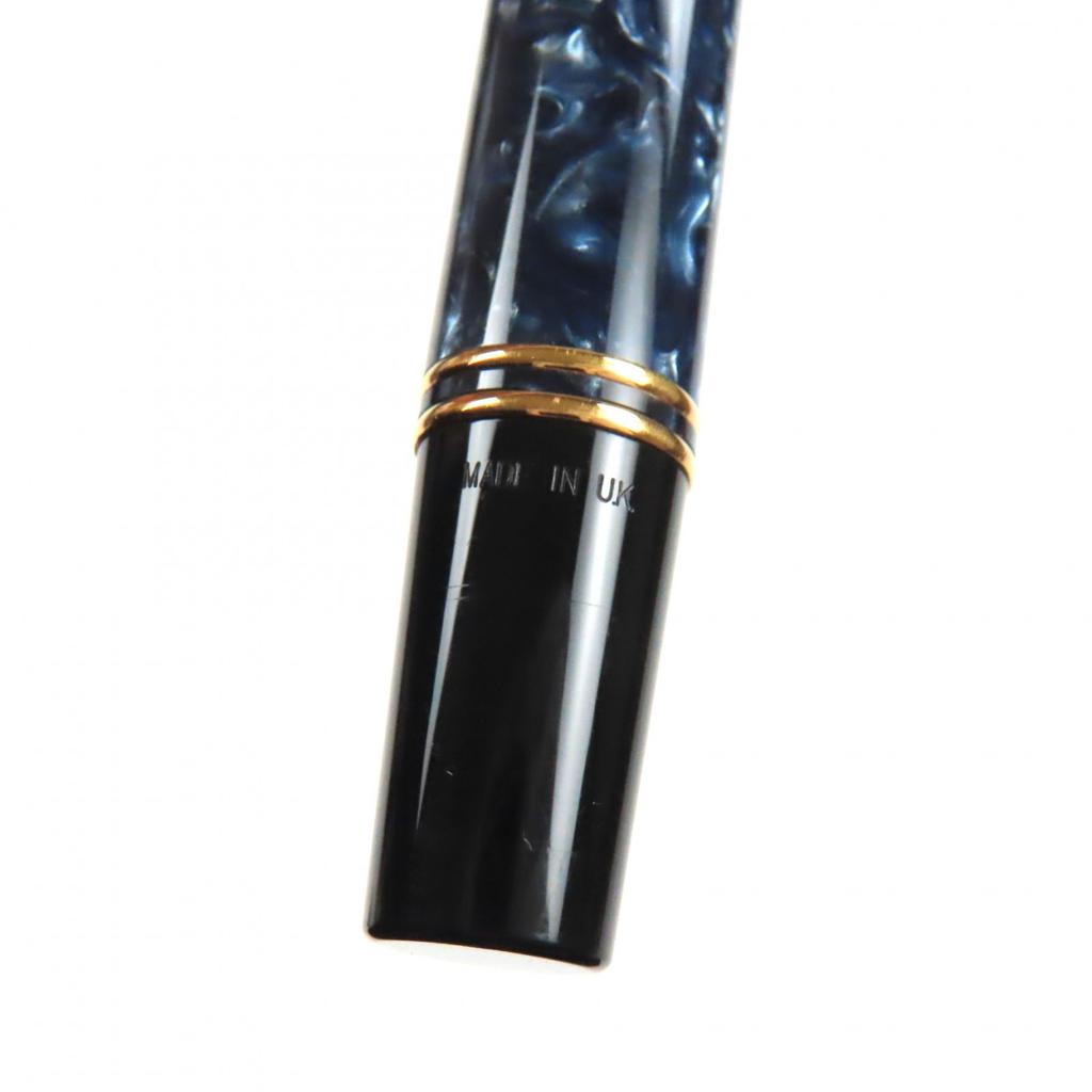 Excellent PARKER Fountain Pen Duofold International Marble Blue 18K Mens Used