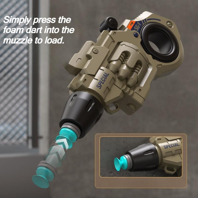 EDC Fidget Launcher Mini Blaster 2-Pack with Spinner Ring Includes 6 Suction Darts Stress Relief Toy Gift for Boys Teens