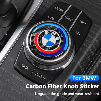 4.5CM 4.8CM Autocollants Bouton de Console Centrale de Voiture en Fibre de Carbone Accessoires de Décoration Pour Série 1 2 3 4 5 6 GT Z4 X3 X4 X5 X6 X7 pzsh22