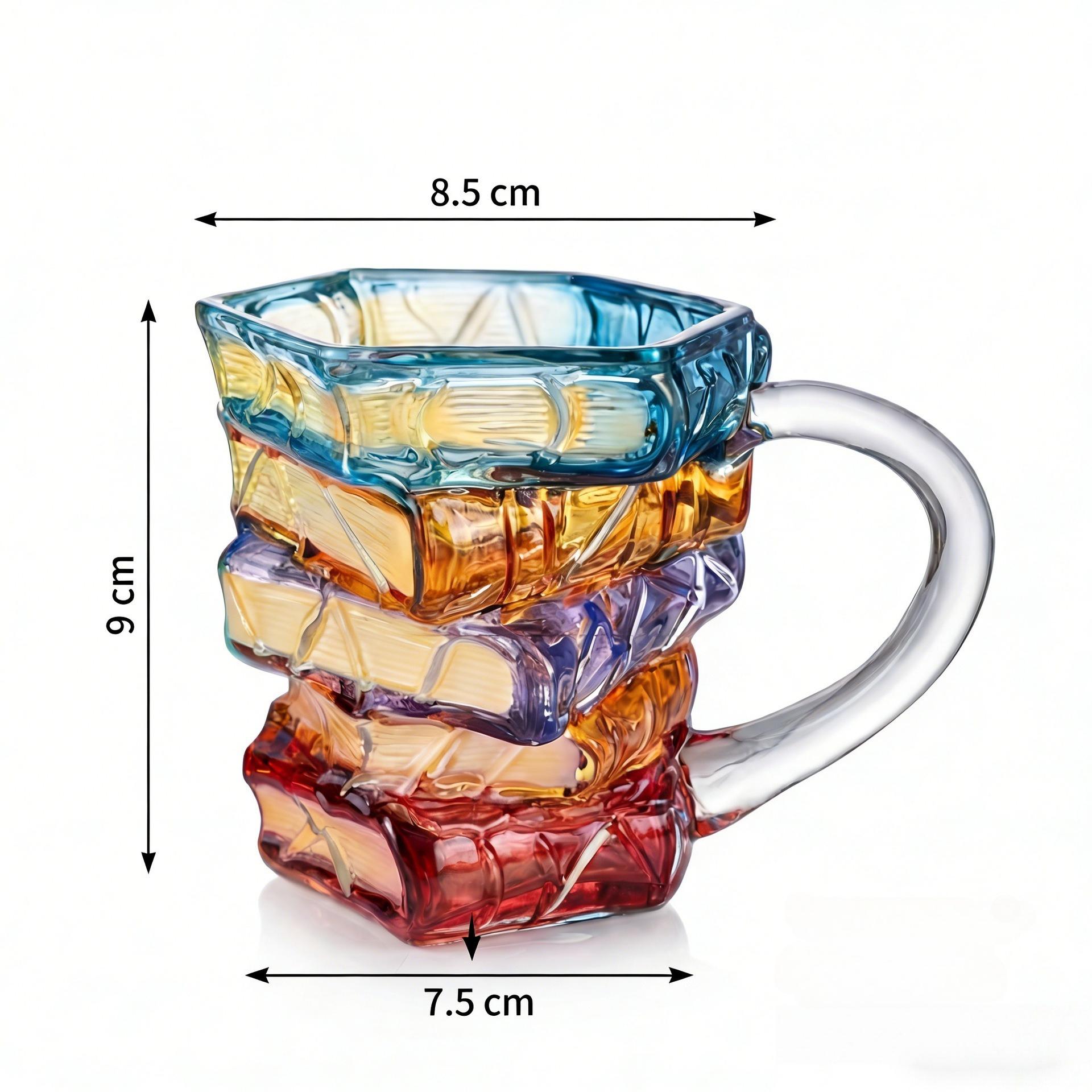 

High-quality Glass 3D Painted Book Mug Creative Colorful Stacked Coffee Cup Handmade Unique Cups Home Decor Collection Gifts 11oz