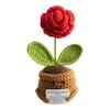 Heklet potteplante med positivt kort Emosjonell støtte Håndlaget strikket potteplante Dukke Stressreduserende leketøy Skrivebordsdekorasjon Ornament