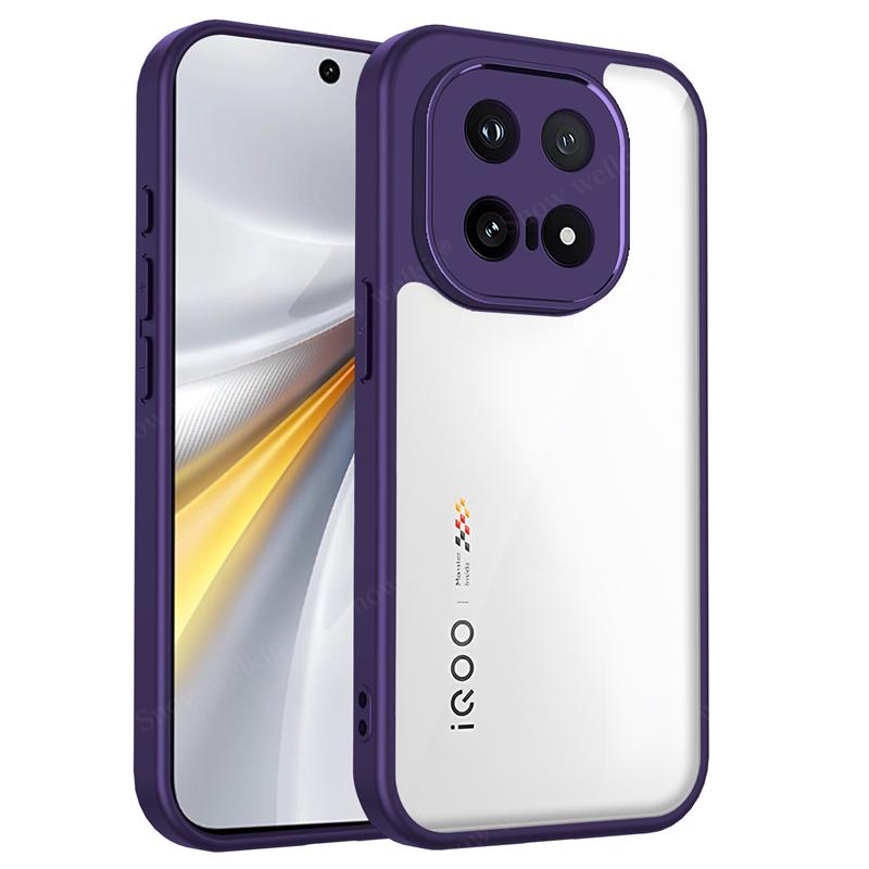 

Прозрачный силиконовый чехол для Vivo iQOO 15 13 iqoo15 iqoo13 PC Задняя панель TPU Бампер Ударопрочный Прозрачный Чехол для телефона Крышка vivo iQOO 13 фиолетовый