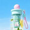 500ML Large Capacity Cartoon Water Bottle with Straw Heat-Resistant Leakproof Transparent