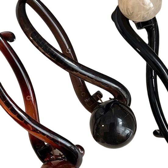 3Pcs Banana Clip Set Beads Decor French Style Hair Clips Women Non-Slip Twist Ponytail