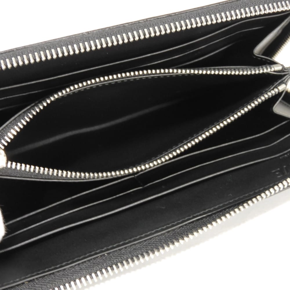 Used 12695 Zip Around Wallet 109N54.F13 7940 White Smooth Calfskin Zip Around Anagram Embossed Black Unisex from Japan