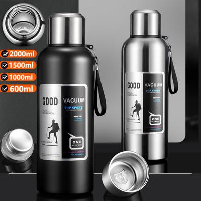 2000 ml Isolierflaschen Große Kapazität 316 Edelstahl Thermosbecher Tragbare Seil Thermos Wasserflasche mit Tee-Ei