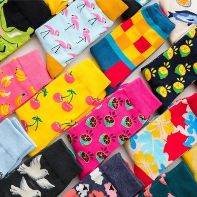 1 Pair Combed Cotton Fashion Hip Hop Man Woman Socks Harajuku Fruit Skateboard Oil Painting Animal Happy Socks Funny Sokken