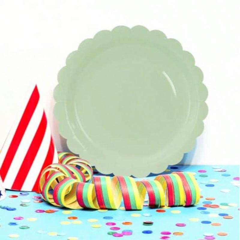 Hellblaue Pappteller 7 Zoll Babyblau Gezackte Teller Einweg-Essteller für Hochzeit Dusche Geburtstagsparty Dessertteller