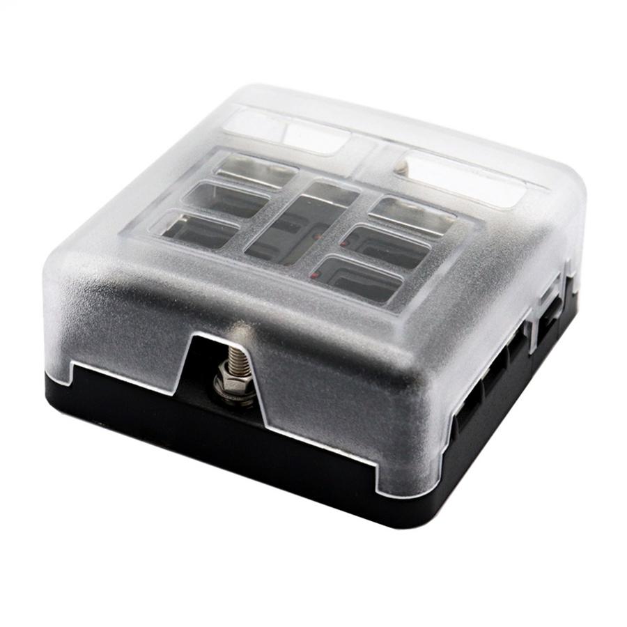 6 Way Fuse Box Block Holder LED Indicator + Sticker For Car Bus Boat Marine