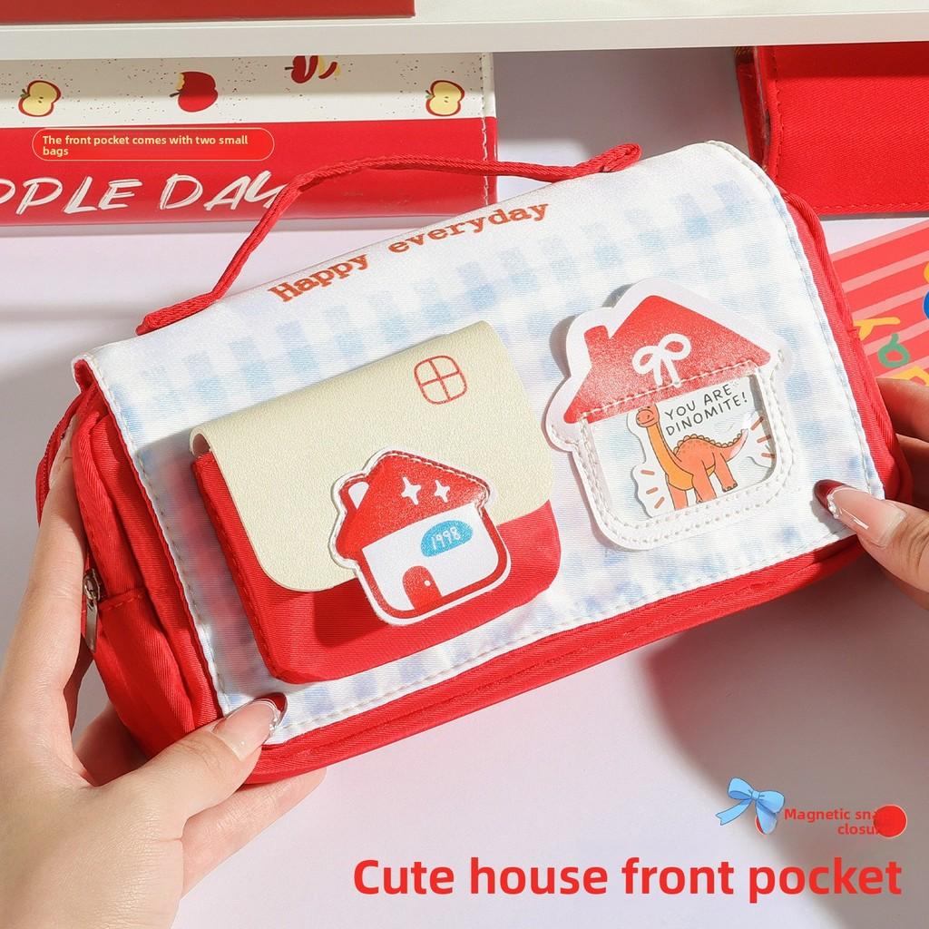 Cute Plaid Pencil Case With Large Capacity For School And Stationery Storage