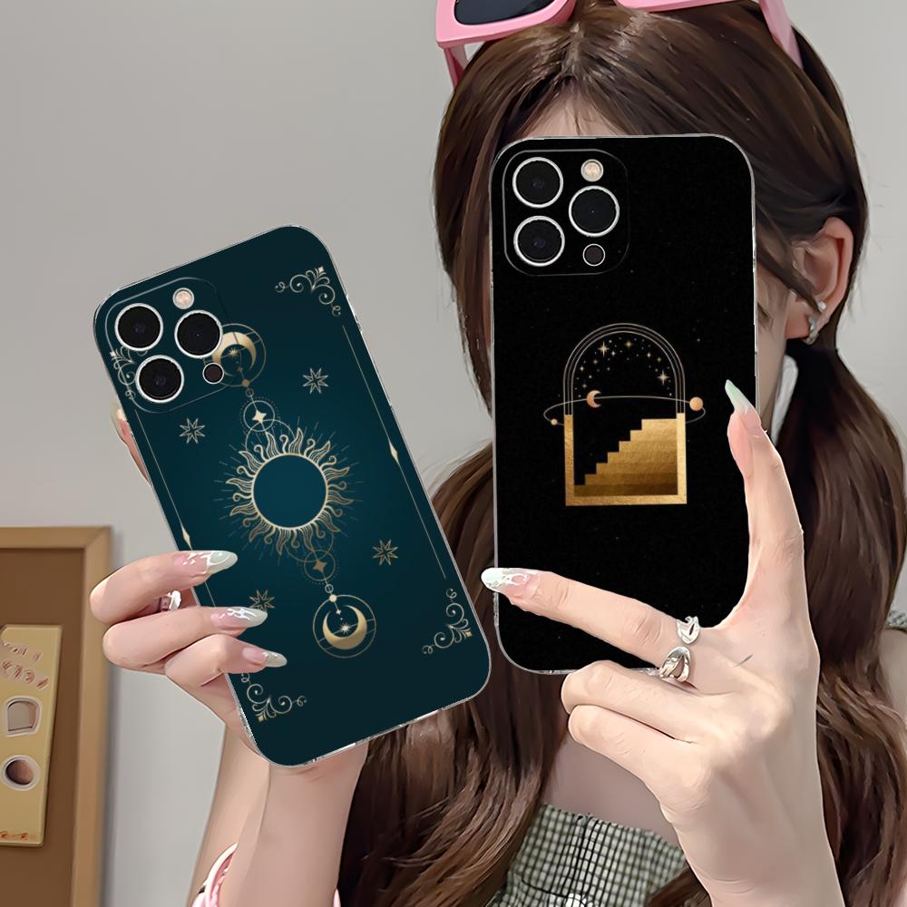 Sun Moon Mobile Cell Phone Case for iPhone 17 16 15 14 13 12 11 X XR XS Air Pro Max Plus Mini Clear Colorful Cover Cellphones
