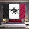 Winged Crest Flag Emblem Tapestry Wall Hanging Black White Burgundy Fantasy Decor for Bedroom Living Room Dorm Room Gift