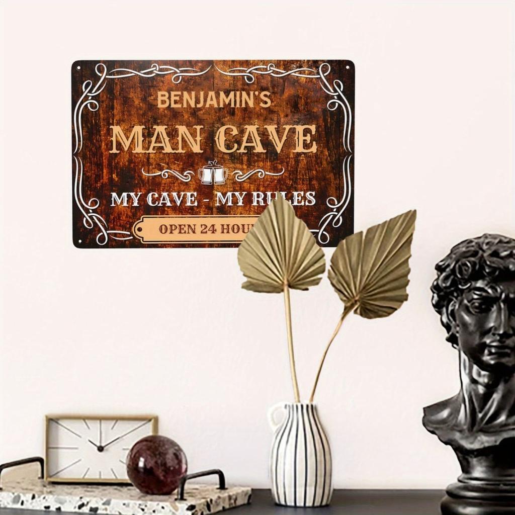Personalized Man Cave Custom Name Sign Heavy Duty Iron Wall Art Decor