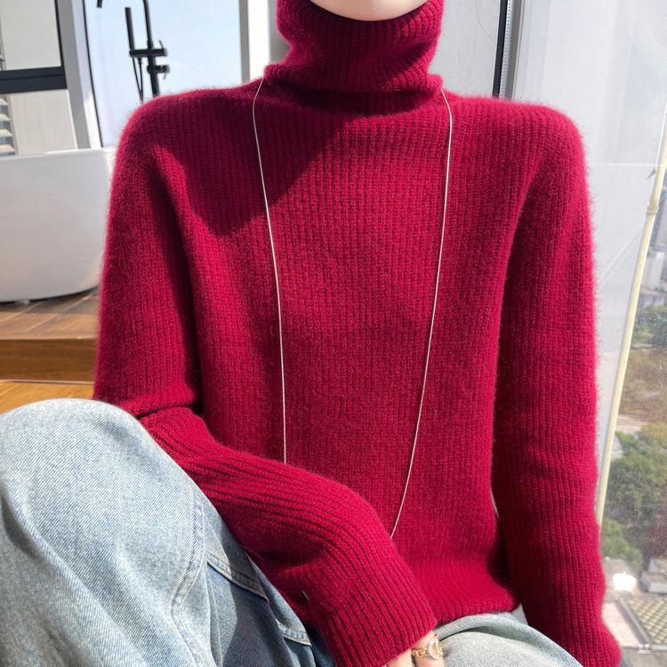 Women's Cashmere Double-Thick Turtleneck Loose Knit Sweater - Autumn/Winter
