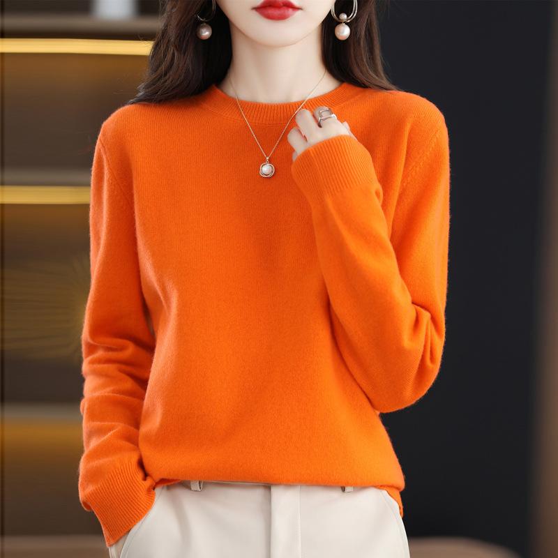 GMXIA Autumn Winter Loose Foreign Air Soft Waxy Chunky Crew Neck Pullover with A Sweater On The Outside