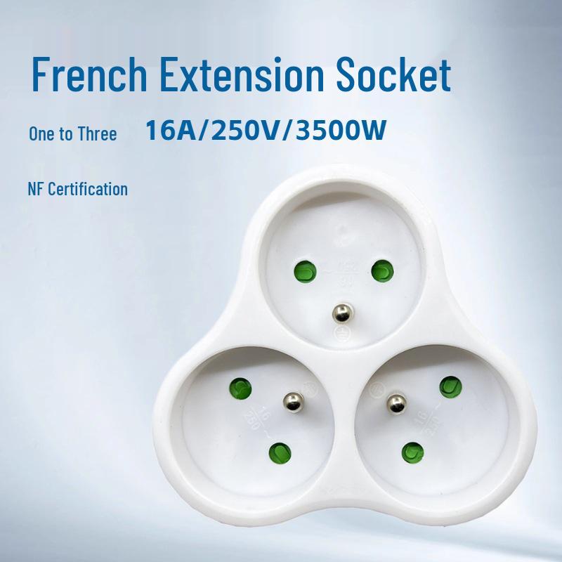 French 1-to-3 Power Converter Plug Socket for France & Belgium