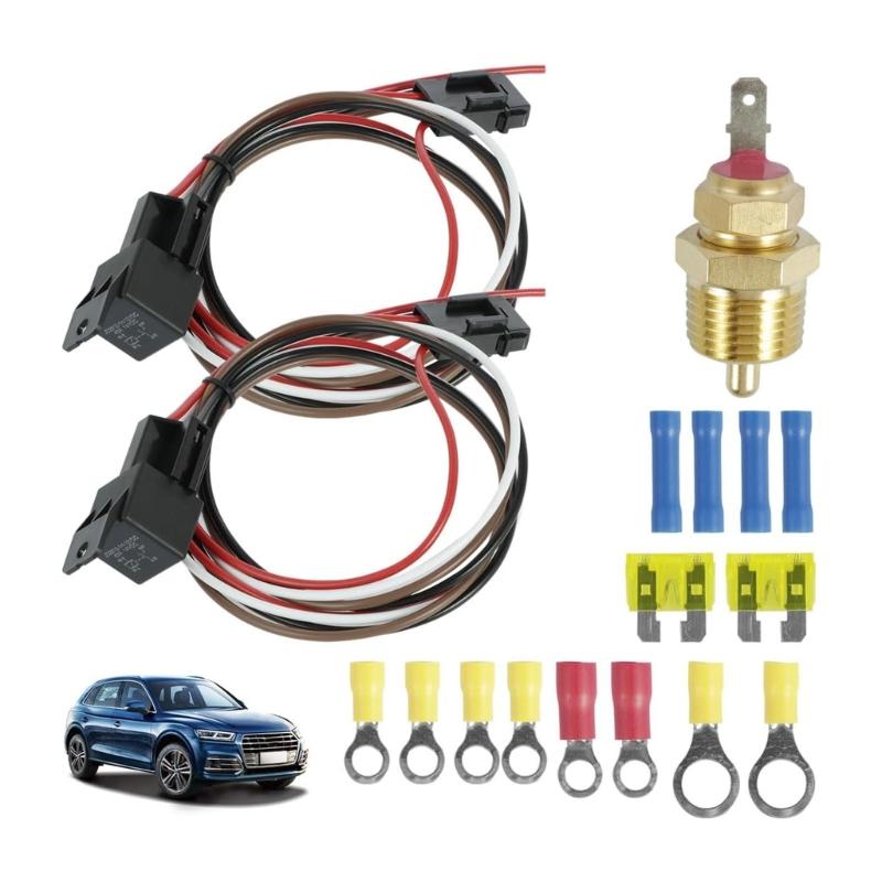 175-185 Degree Car Cooling Fan Thermostat Switch Sensor Relays Wire Harness 12V