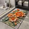 3d Flower Printed Bath Mat Non Slip Bathroom Rug Super Absorbent Kitchen Doormat Home Laundry Room Decor Porch Entrance Carpet