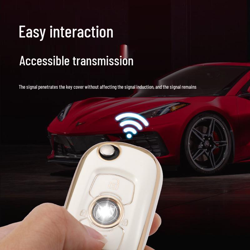 Premium Schlüsselmäppchen mit Goldrand für Buick Verano, GL6, Encore GX, Excelle - Faltbare Auto-Schlüsseltasche